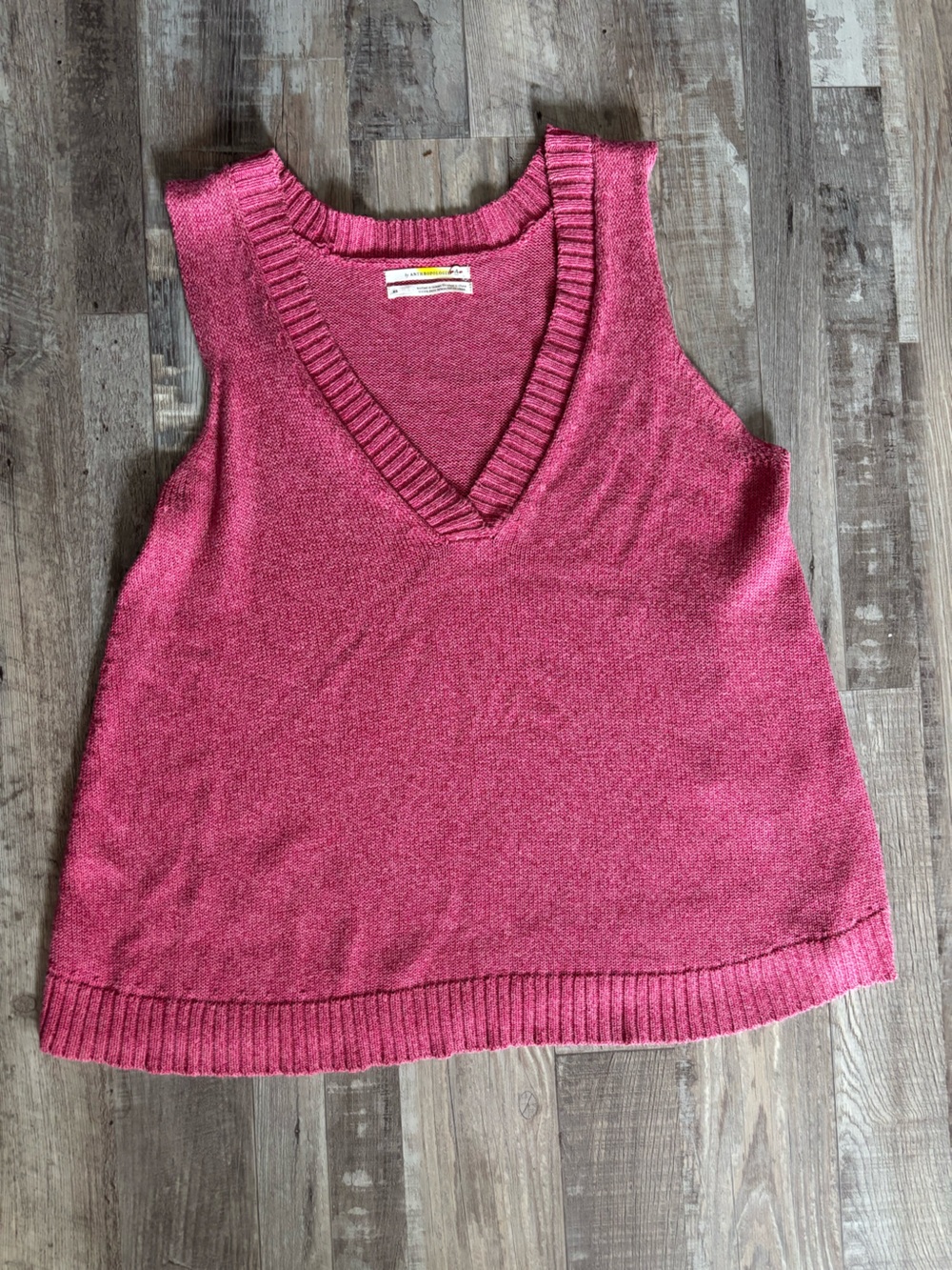 Anthropologie Fuchsia Knit V-Neck Sweater Vest